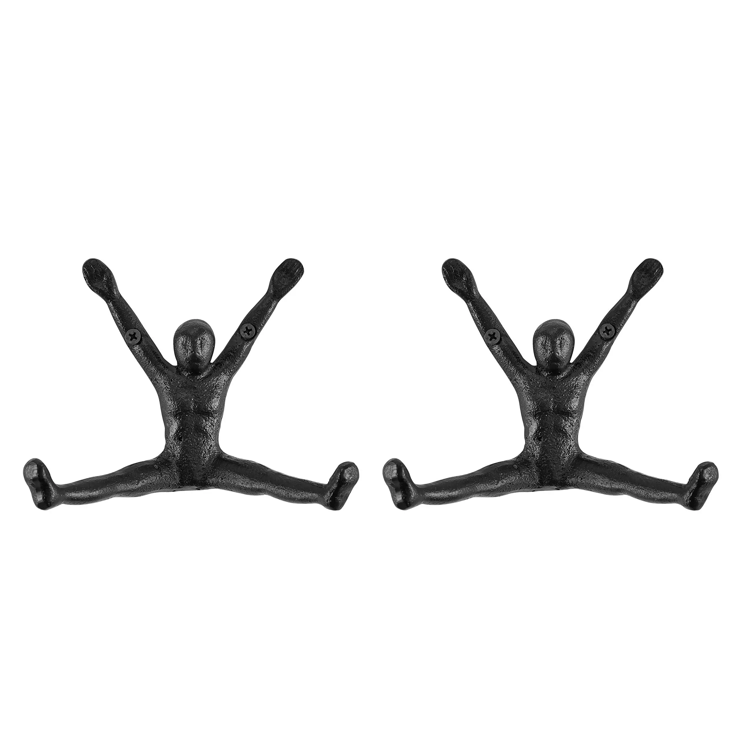 

Cast Iron Athlete Wall Hook 2 Piece Set For Towels Bags Coats Hats Decor Black
