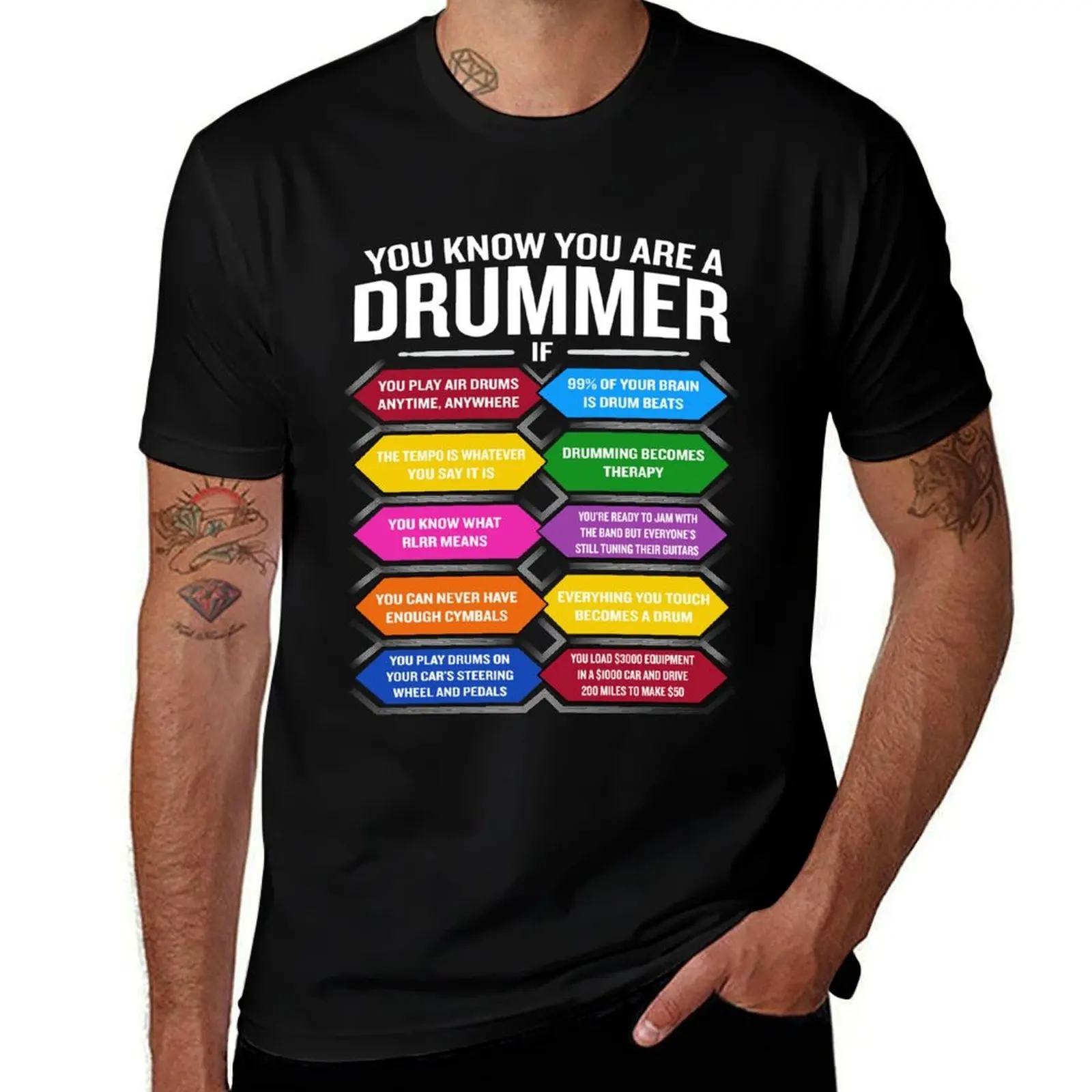 

You're A Drummer If Funny Drum Quote Top 10 Signs T-Shirt plus sizes T-shirts oversize summer clothes mens workout shirts