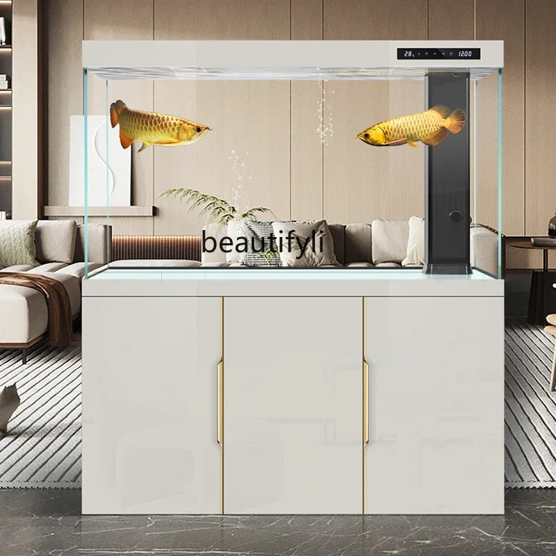 New ultra-white glass large aquarium household floor dragon fish tank goldfish tank