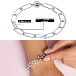 New Pandoraer Me Series Bracelet For Women Simple Punk  Chain Bracelet female Jewelry vergisiz ürünler ücretsiz sevkiyat