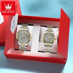 OLEVS Top Automatic Couple Watch Fashion Whirlwind Dial Calendar Waterproof Watches Luxury Brand Mechanical Watch for Men Women