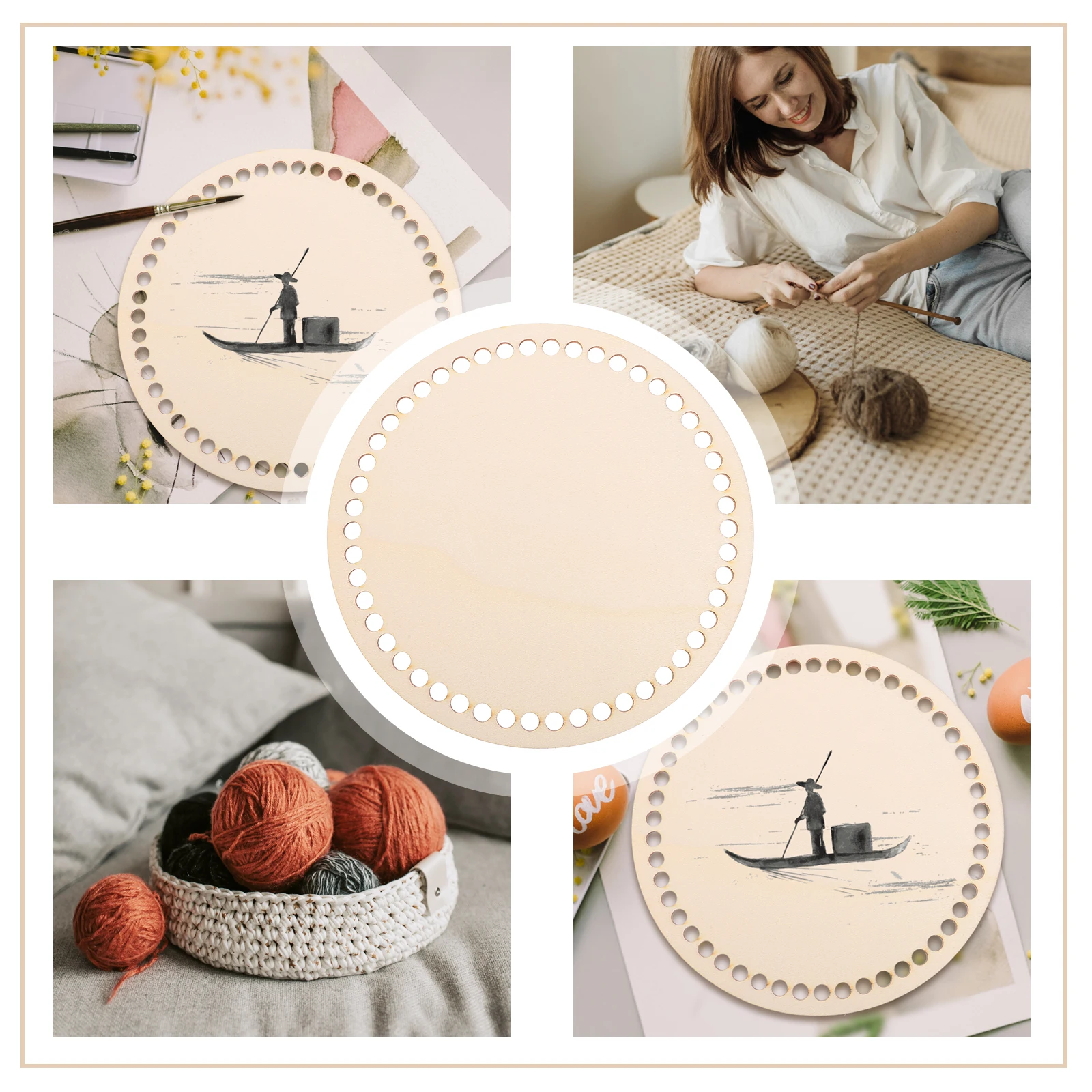 

2pcs Wooden Bottom Crochet Base Diy Knitting Supplies Wood Round Blank For Handbag Shoulder Crossbody Diy Bag Material Durable