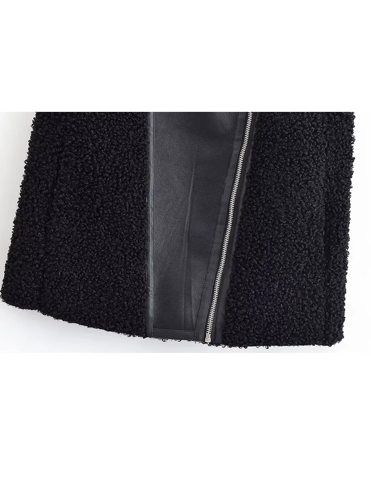 

HH Winter Fashion Woman Loose Warm Short Top Women Lapel Zipper Splicing Decoration Sleeveless Casual Slim Vest Coat Mujer