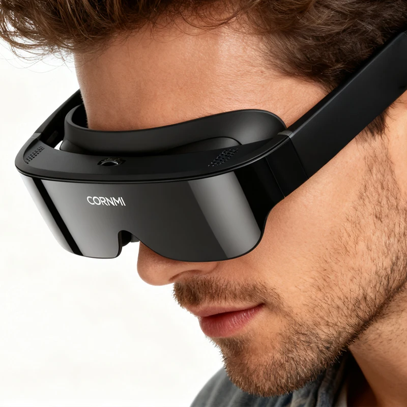3D Giant Screen Smart Head Mounted Display Glasses 90Hz Refresh Rate 62 FOV Panoramic Stereo Sound Portable AR Wearable Screen F