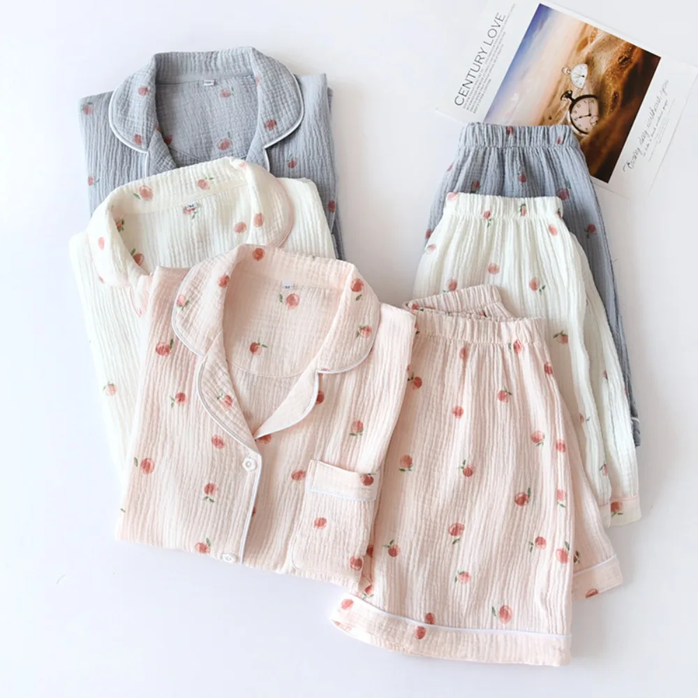 

Pure Cotton Sleepwear Pajamas New Short Sleeve Night Wear for Ladies Two-piece Set Summer Clothes Floral Women’s Loungewear