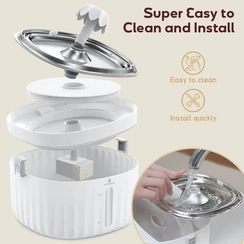 APETDOLA Cat Water Fountain Automatic Pet Water Dispenser for Cats Dogs with Stainless Steel Tray 6-level Filtering System fp10 2