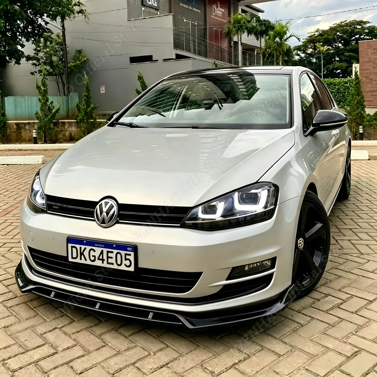 3-teiliger glänzend schwarzer Frontspoiler für VW Golf 7 Mk7 TDI TSI TGI E-Golf Variant Standard 2012-2020 Tuning Bodykits – Detail 2