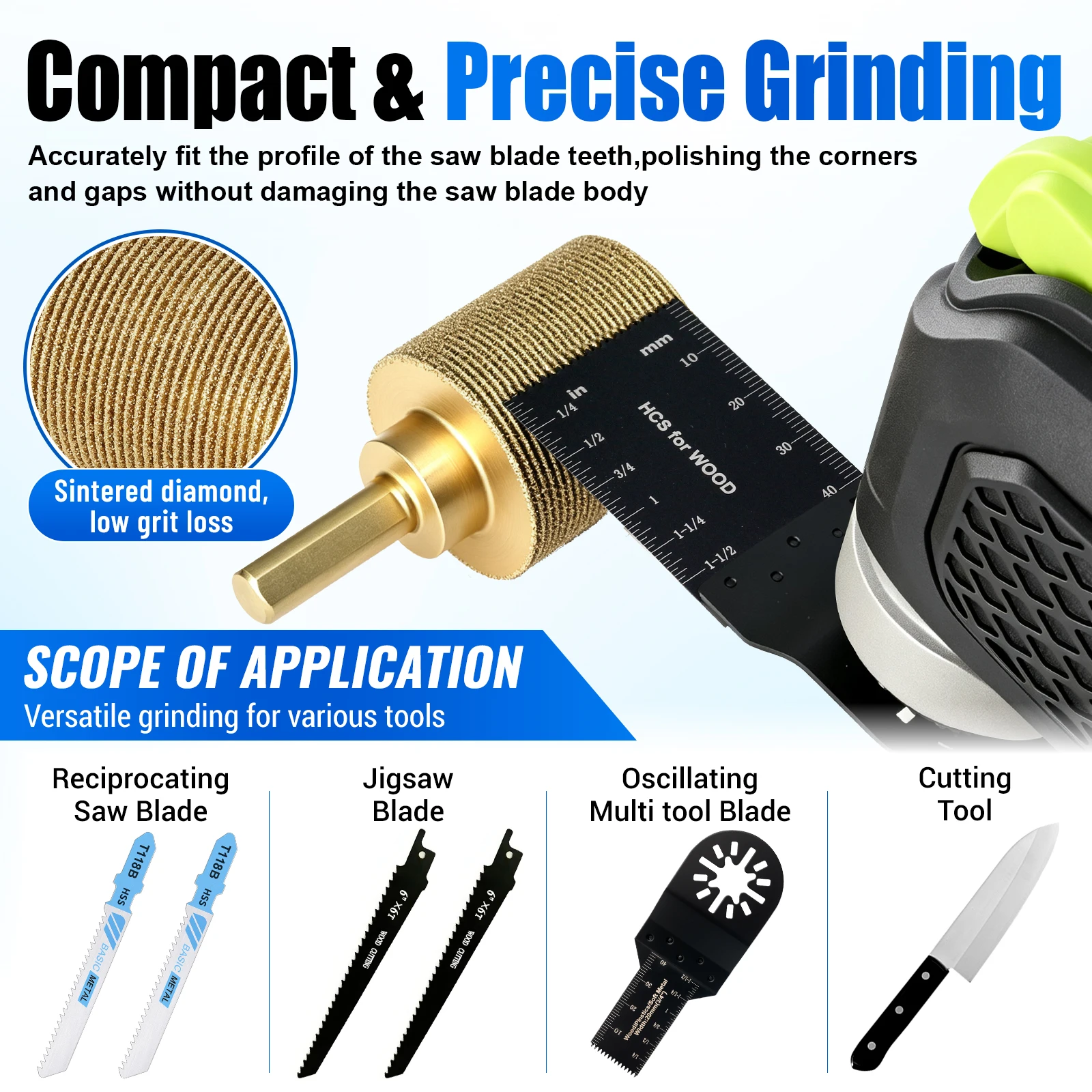 Oscillating Multi Tool Blade Sharpener Set Restore Dull Saw Teeth Fits Oscillating Blades For Drill Reuse Worn Blades Save Cost
