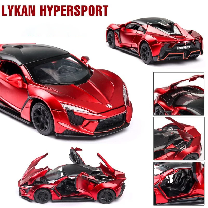 1:32 LYKAN Fenyr SuperSport Supercar Alloy Car Model Metal Vehicle Sound And Light Pull Back Toys Car Toys Gifts For Children