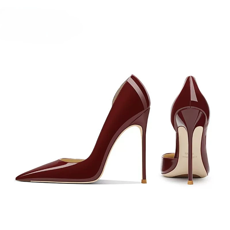2026 Fashion Side Empty High Heels Women's Stiletto 12cm Shallow Mouth Sexy Pointed Temperament Single Shoes