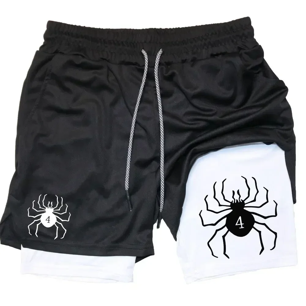 

New Workout Jogging Towel Shorts M-3XLMen's Fitness Shorts Breathable Spider Print Performance Double Layer Shorts Summer Sports