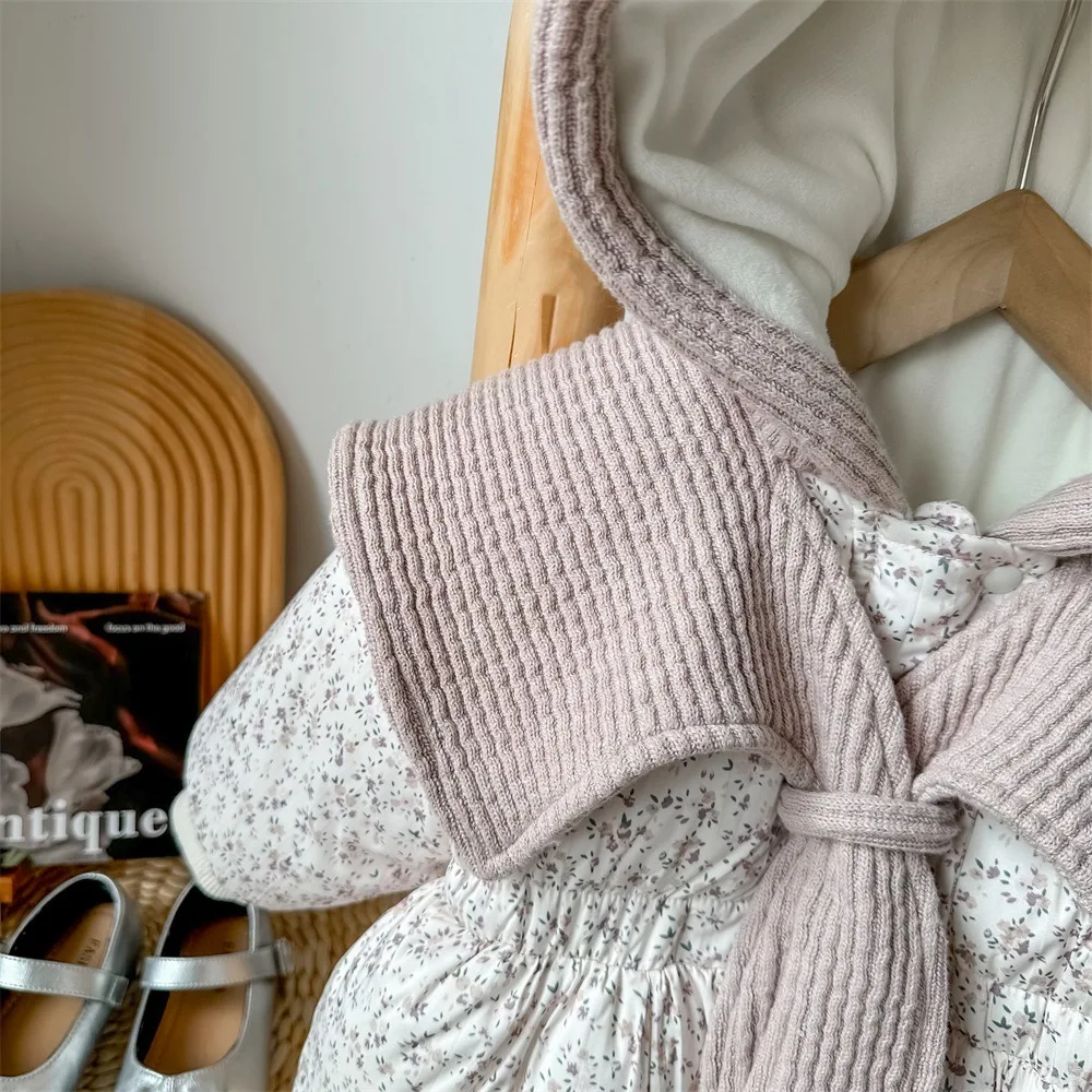Newborn Winter Romper Korean Fashion Thick Cotton Jumpsuit Cozy Girls Outfits For 0 to 15M