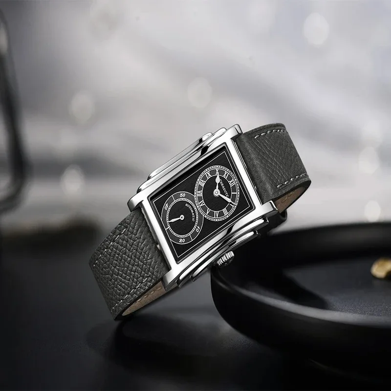FARASUTE Men Automatic Watch 31MM Luxury Watches Rectangle Mechanical Wristwatch Sapphire Mirror Waterproof Small Second Dial