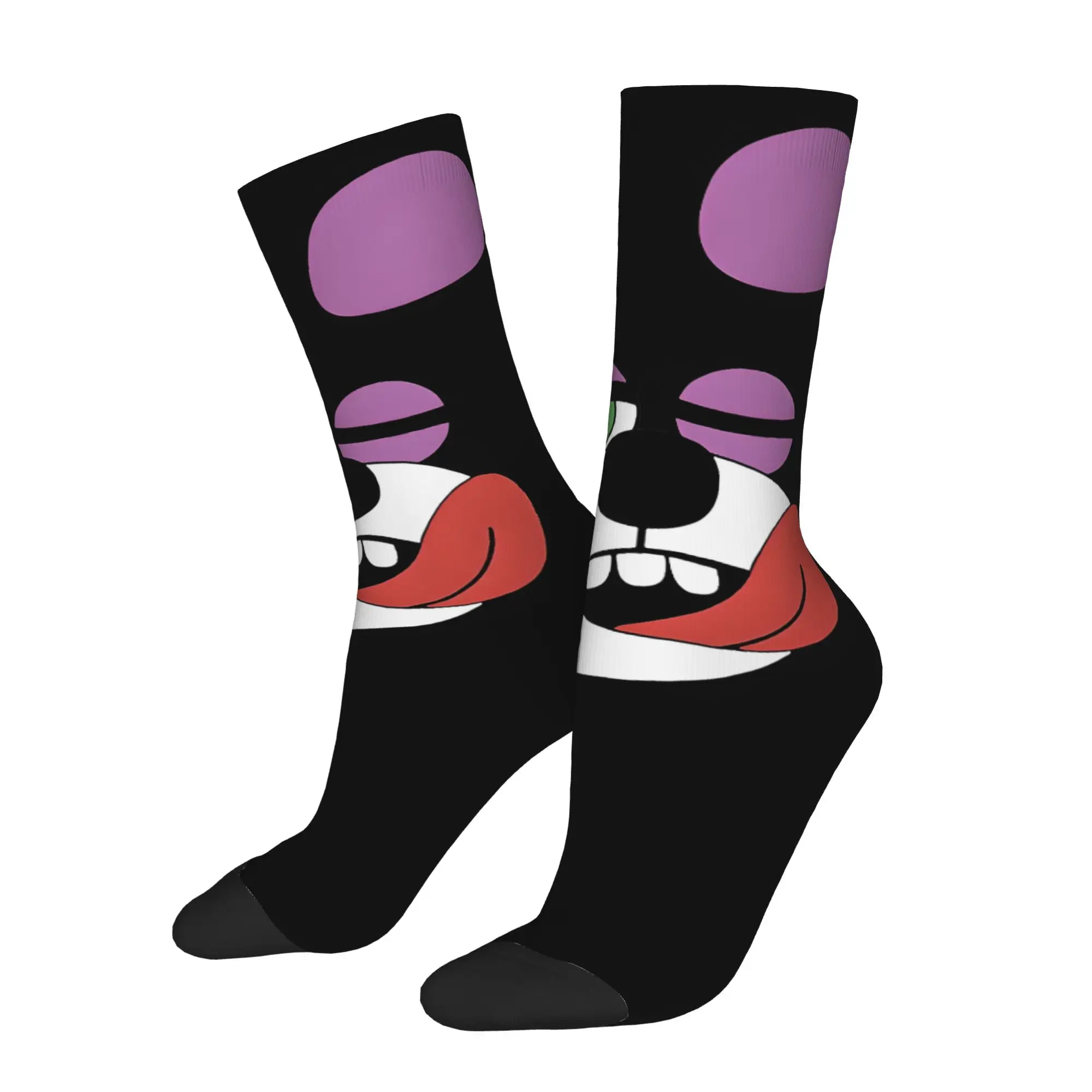 1 Pair Happy Funny Men's Sock Purple Round Ear Retro Harajuku M-Miley And Cyrus Hip Hop Novelty Seamless Sock