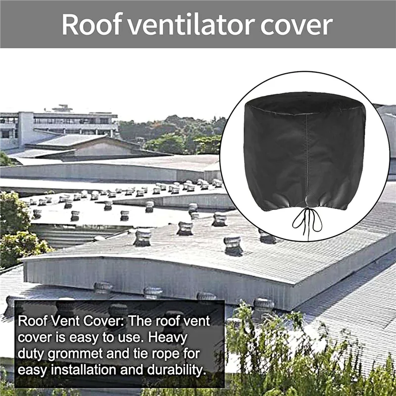 

ABLQ 4Pcs Roof Vent Cover House Roof Turbine Hoods Shield Canvas 20Inch X 20Inch Black