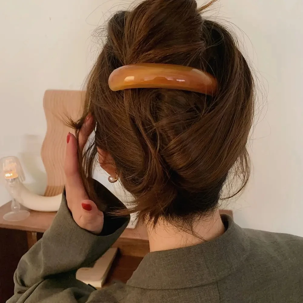 Clip di capelli Chic di alta qualità Clip a molla per ragazza francese grande forcina copricapo lucido ellittico arco tornante accessori per capelli