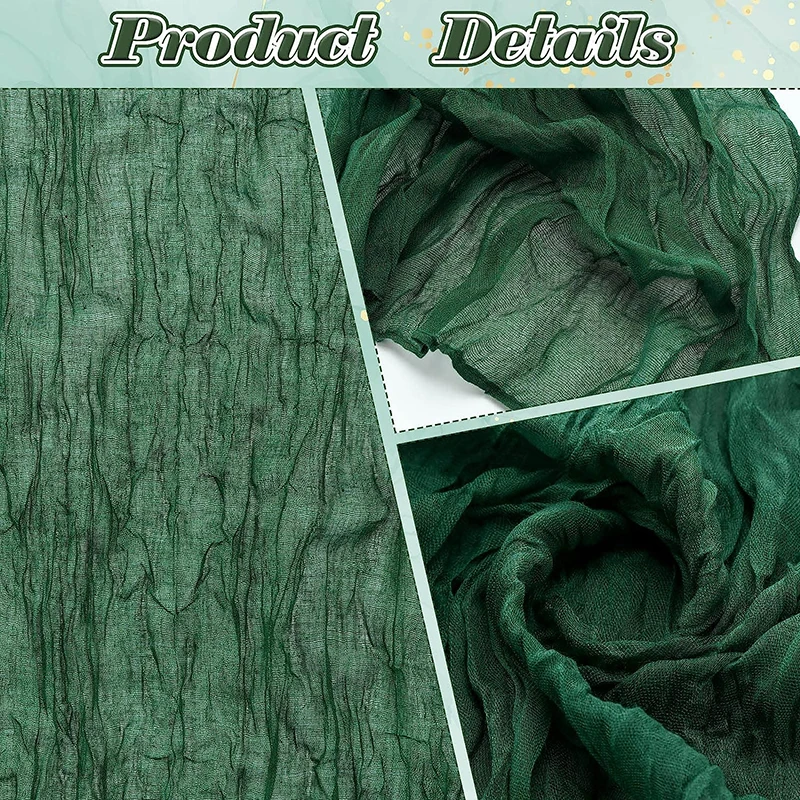 Imagem -05 - Cheesecloth Gaze Verde Escuro Guardanapo de Jantar Enrugado Mesa de Algodão Macio Pano Decorativo Banquetes de Festa de Casamento Natal 60 Pcs