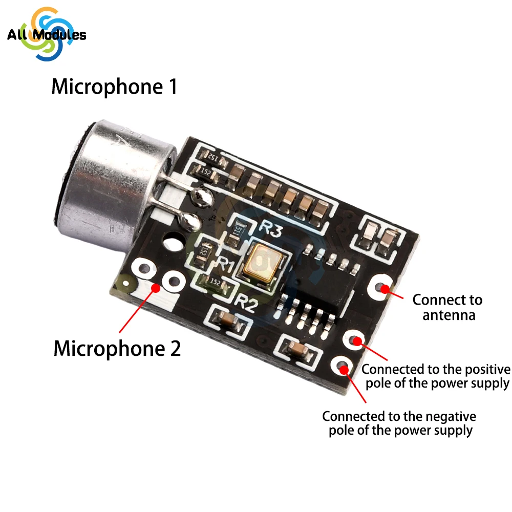 FM Transmitter Pickup Module Wireless Transceiver FM Mini Wireless Microphone MIC Core Board DC2.4-4.3V Module