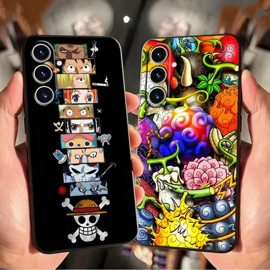 

One Piece Devil Fruit Logo Case for Samsung Galaxy S25 Edge S24 Plus S20 S21 FE S23 Ultra Black Soft Phone Cover