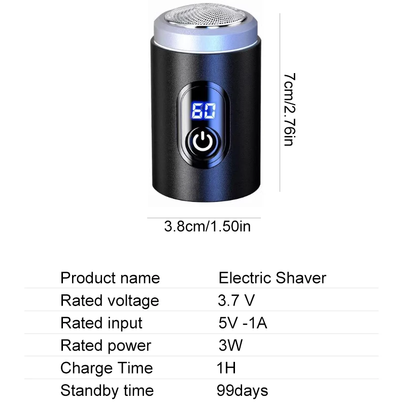 Men's Electric Shaver With LED Power Display Easy To Disassemble And Clean Portable For Travel