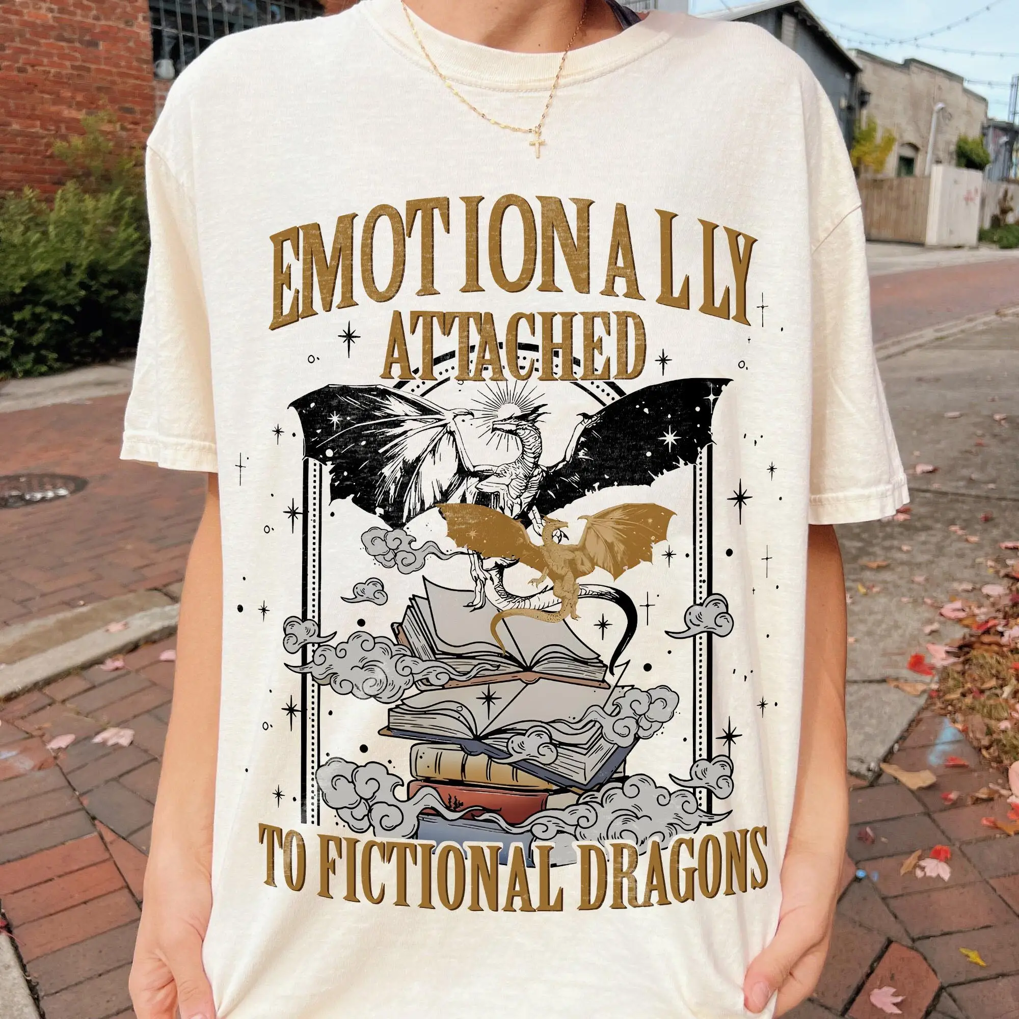 Retro Emotionally Attached To Fictional Dragons T-Shirt, Bookish t-shirt, Fantasy Reader Gift, Wingleader Tee, Dragon Book Shirt