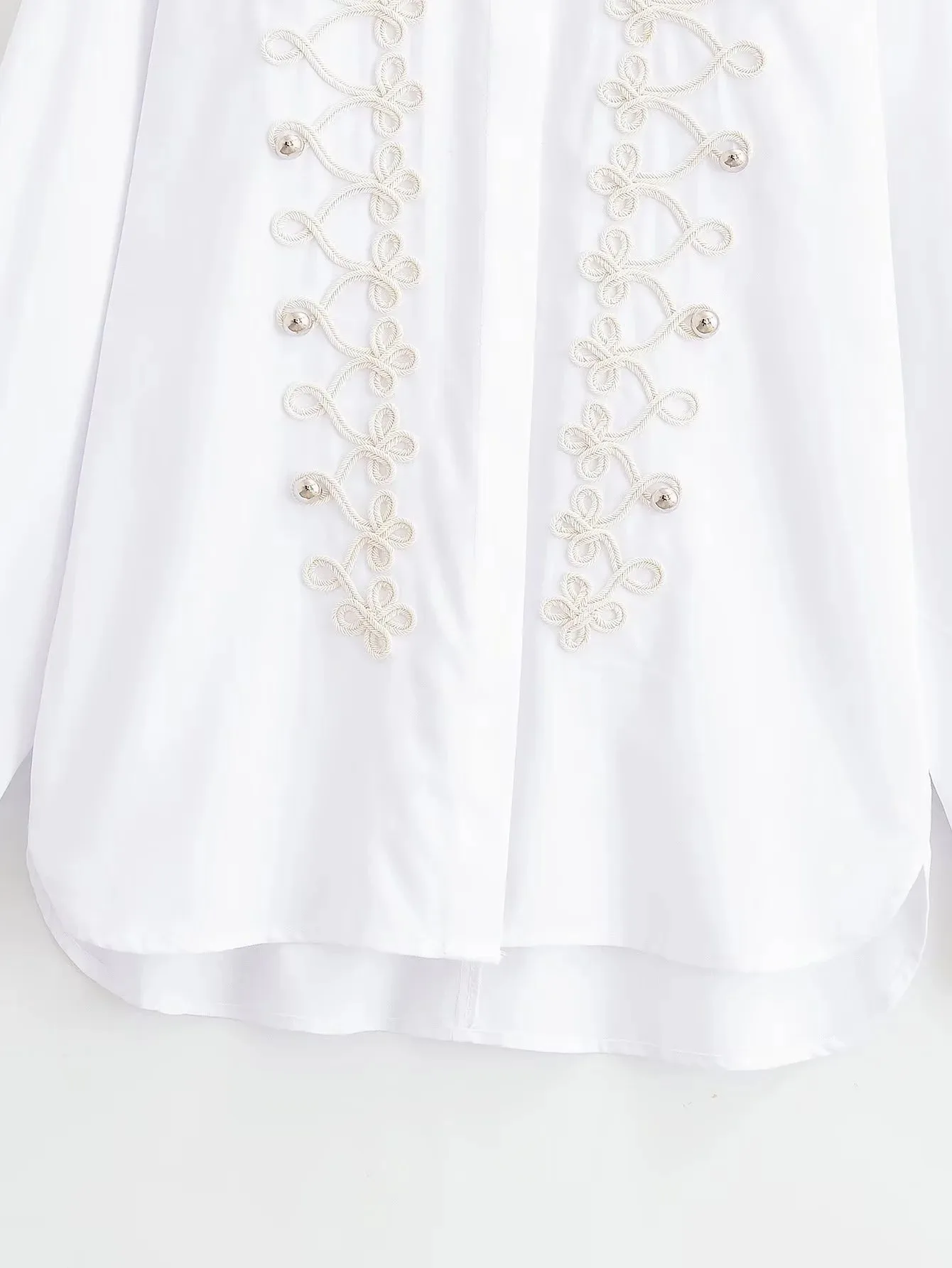 Damen Frühling Lässiges Weißes Popeline-Hemd Damen 2026 Langarm Revers Bluse mit Knotenverschluss Damen Sommer Lockere Pendler-Bluse – Detail 10