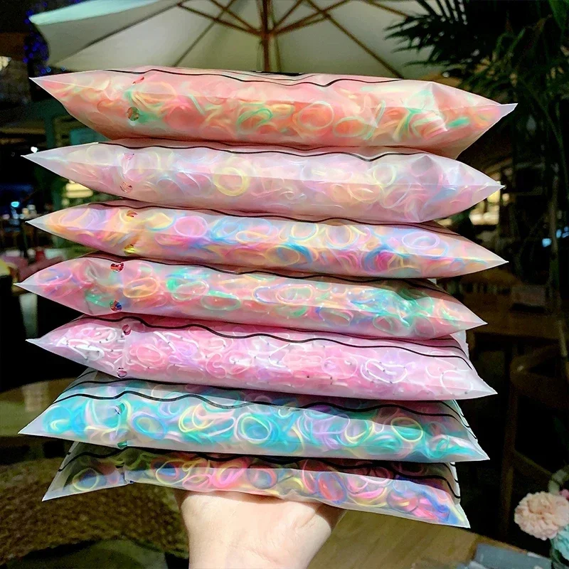 vvocci 1000pcs Rubber Bands Small Disposable Colorful Pack Gum For Ponytail Hold Scrunchie Hair Bands Fashion Hair Accessories