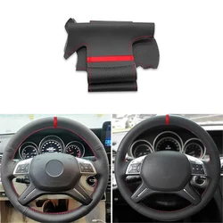 Per Mercedes Benz C GL G M classe W204 W463 X166 W166 treccia per auto cucito a mano linea rossa e Bar coprivolante Trim accessori