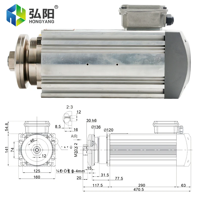 7.5kw Saw Blade Spindle 220V 380V Air-Cooled Spindle Motor 6000rpm 100Hz Clip Saw Blade Grinding Wheel Wood Cutting Motor