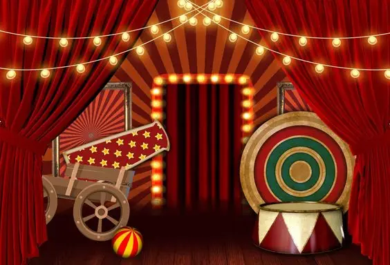 

carnival light red curtain star circus backdrops High quality computer print party supplies Photography Studio Backgrounds