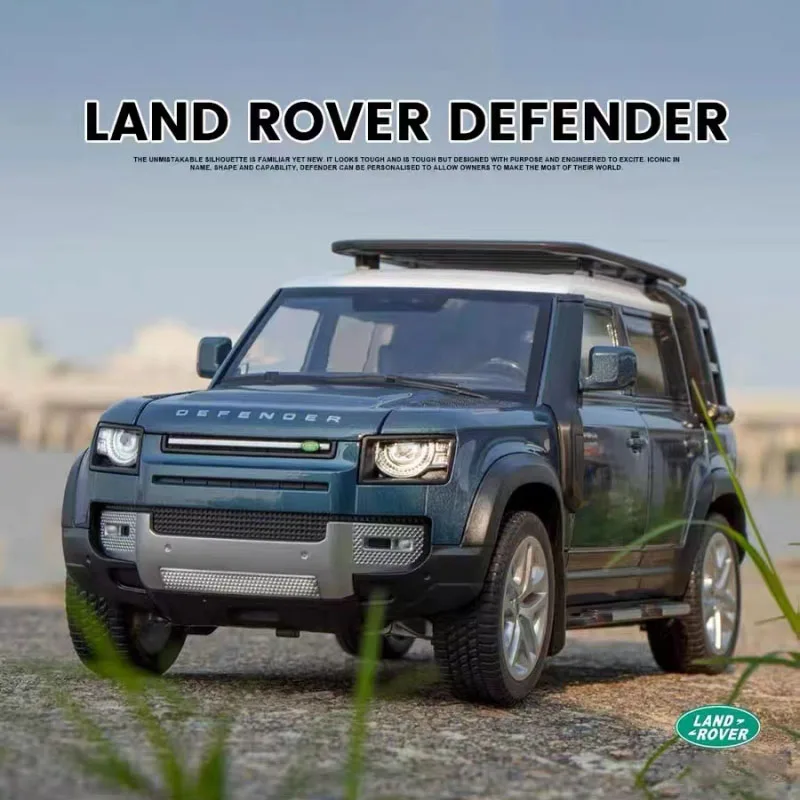 1:18 Land Rover Defender SUV Alloy Off-Road Vehicles Diecast Metal Scale Large Model Car Sound&Light Childrens Birthday Toy Gift
