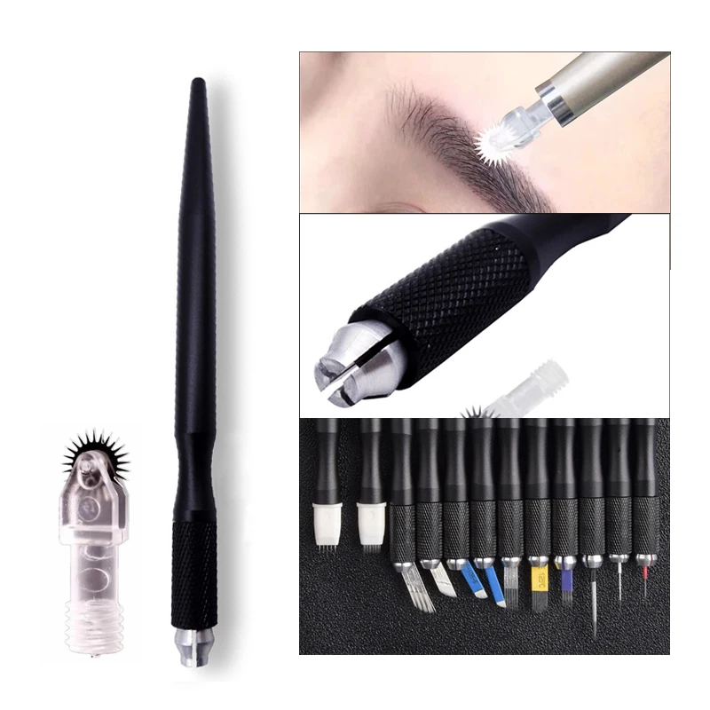 

Manual Tattoo Pen Microblading Needles Permanent Makeup Eyebrow Tools Tattoo Marker Pen Stick Black 3D Hand Poke Tattoo Supplies