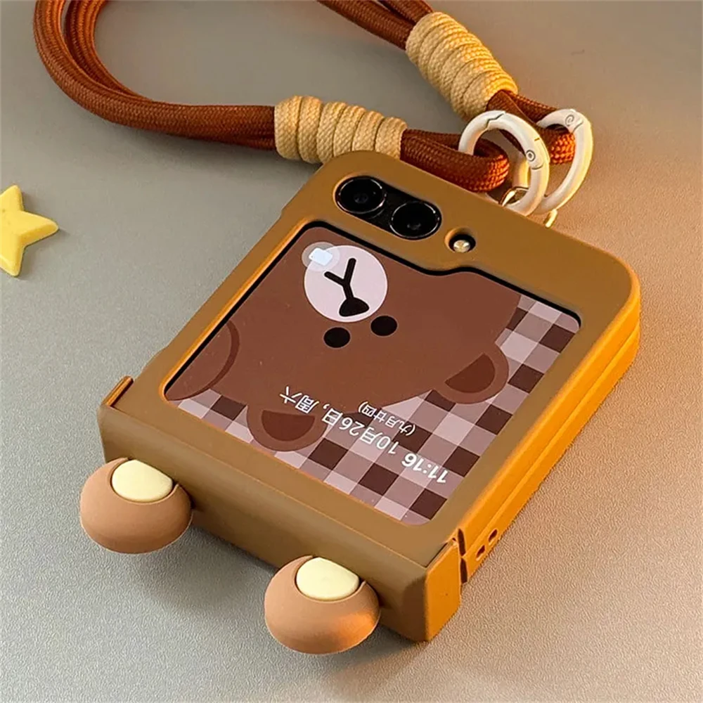 Ins Korea Cute Cartoon Bear Ears Case For Samsung Galaxy Z Flip7 Flip 6/5/4/3 For Motorola Razr 60 40 50 Ultra Japan Anime Cover - náhled 6