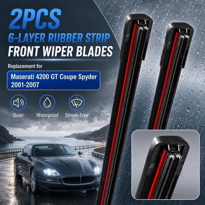 2Pcs 6-Layer Rubber Strip Front Wiper Blades Replacement for Maserati 4200 GT Coupe Spyder 2001-2007 Car Accessories
