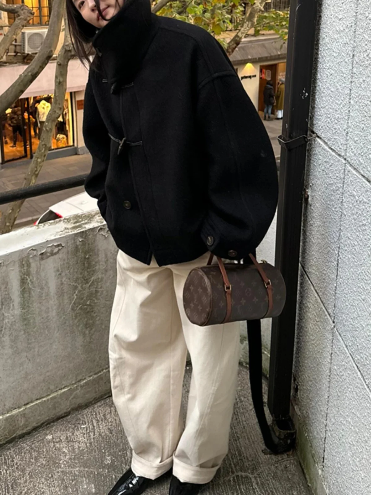 Unico Super Sli Winter Bla Cappotto di lana da donna Thiened ort Sle Versione coreana Pendolarismo Sle Fibra di poliestere