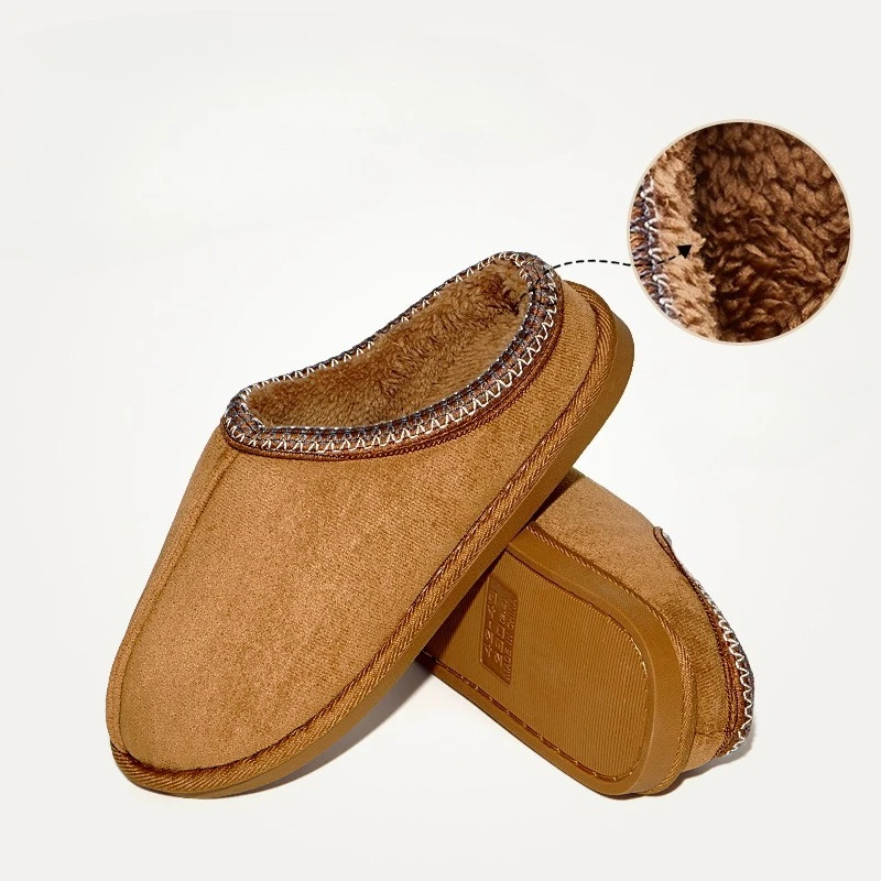 Winter Men's Slippers Indoor Bedroom Warm Snow Boots Women Outdoor Soft Sole Anti-slip Home Cotton Shoes Couple chaussons homme