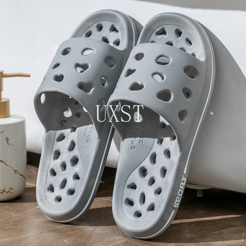 شباشب صيفية للرجال والنساء غير قابلة للانزلاق، صنادل حمام سريعة الجفاف، مقاس كبير، نعل سميك مجوف #5