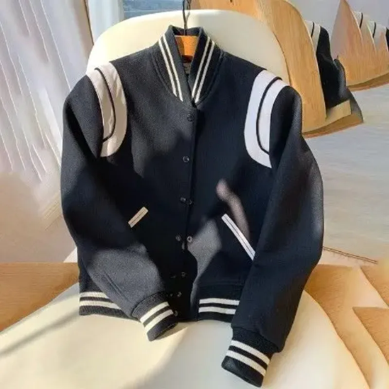 

Women Clothing Fashion Jackets Thicked Casual Red Baseball Uniform Ropa Mujer Loose Korean Oversized Coat Y2k Tops N169