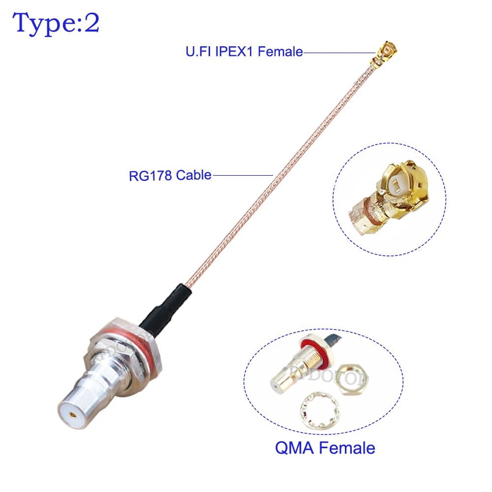 10PCS/Lot RG-178 QMA to  Cable QMA Female to U.fl 1 Female Jack Connector 50Ohm RG178 RF Coaxial Pigtail Jumper Cable