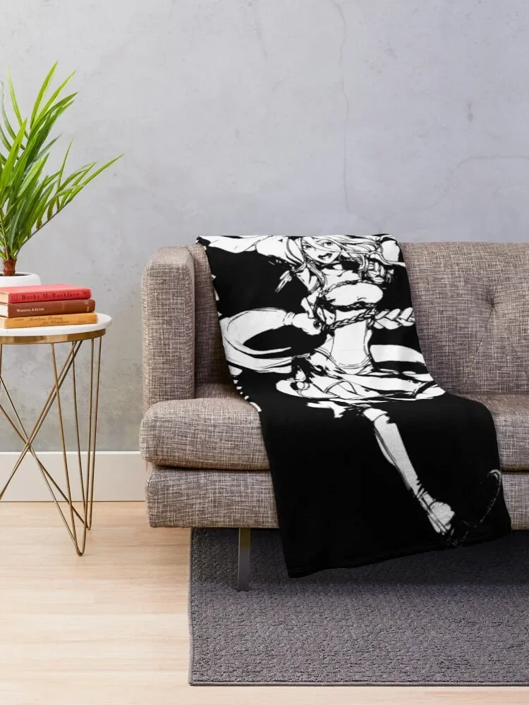 So i'm a spider so what? kawaii shiraori cute kumoko humans form white silhouette japanese text black Throw Blanket