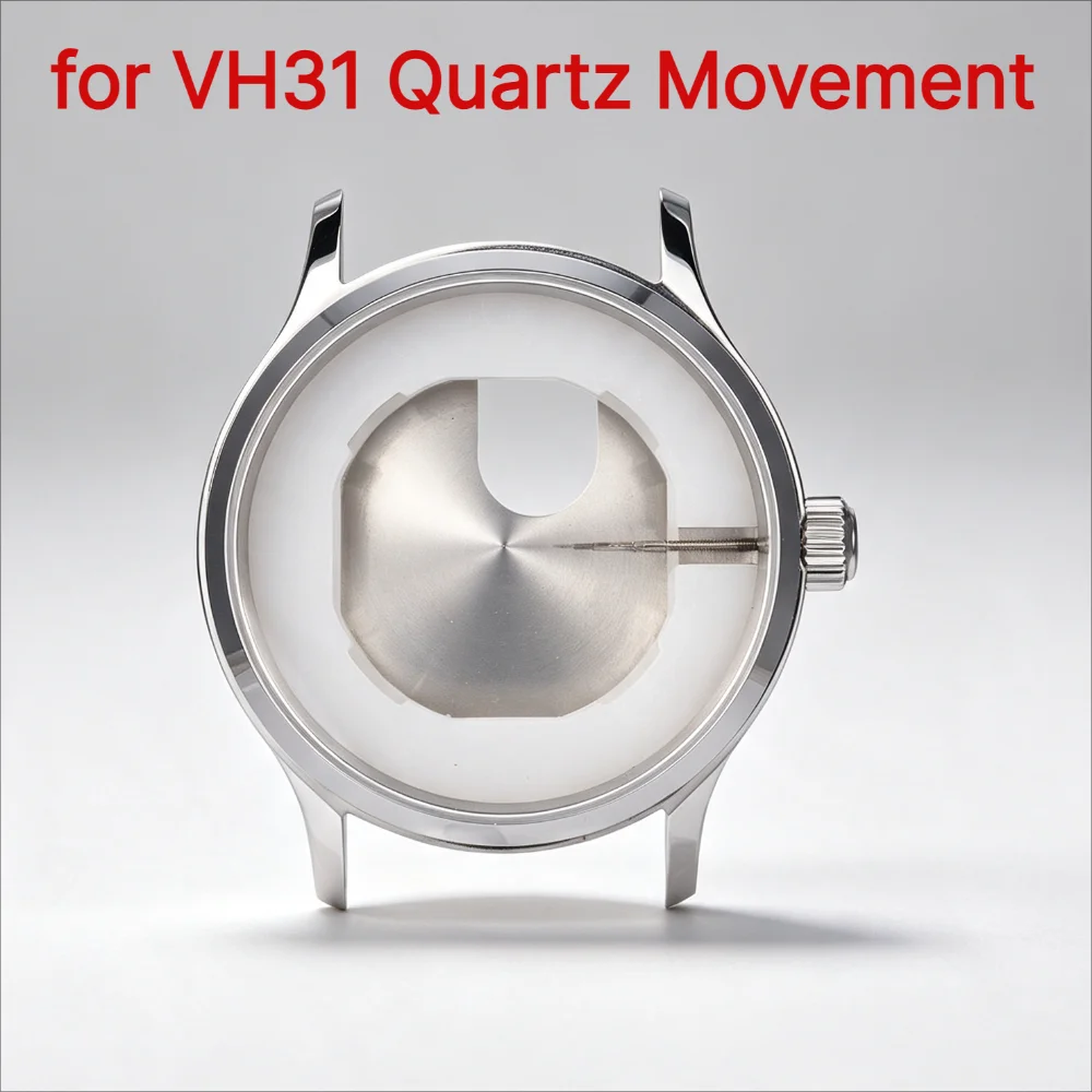 40mm Pilot Watch Case Sweep Seconds for VH31 Quartz Movement Sapphire 5BAR Waterproof for 33.7-35mm Dial Replacement Parts