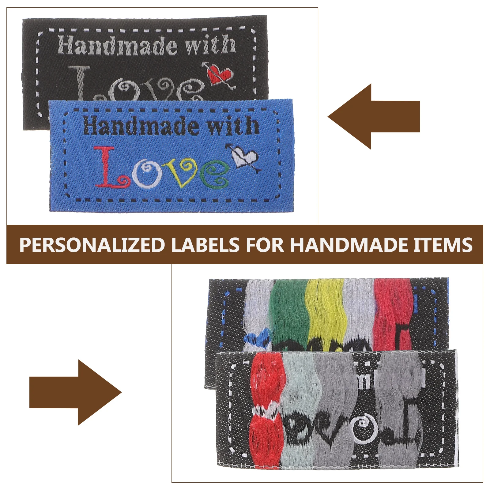 

100Pcs Love Handmade Tags Sew in Labels Durable Cotton Cloth Personalized Sewing Labels for Crochet Knitting Clothes Accessories