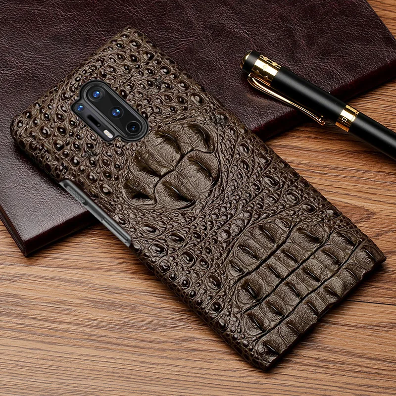 LANGSIDI Luxury Leather phone case For Oneplus 8 Pro 9 Pro 6 6T 7TPRO Crocodile Leather back cover For One Plus 8pro 8 6T 7T 5T