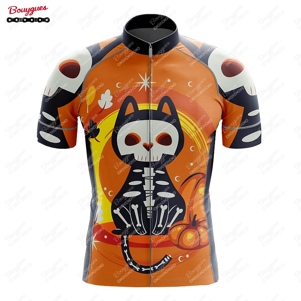 17 SKULL Cycling Jersey Men Bike Top MTB Bicycle Shirt Mountain Road Riding Clothing Short Sleeve Summer Cyclist biking Blouse