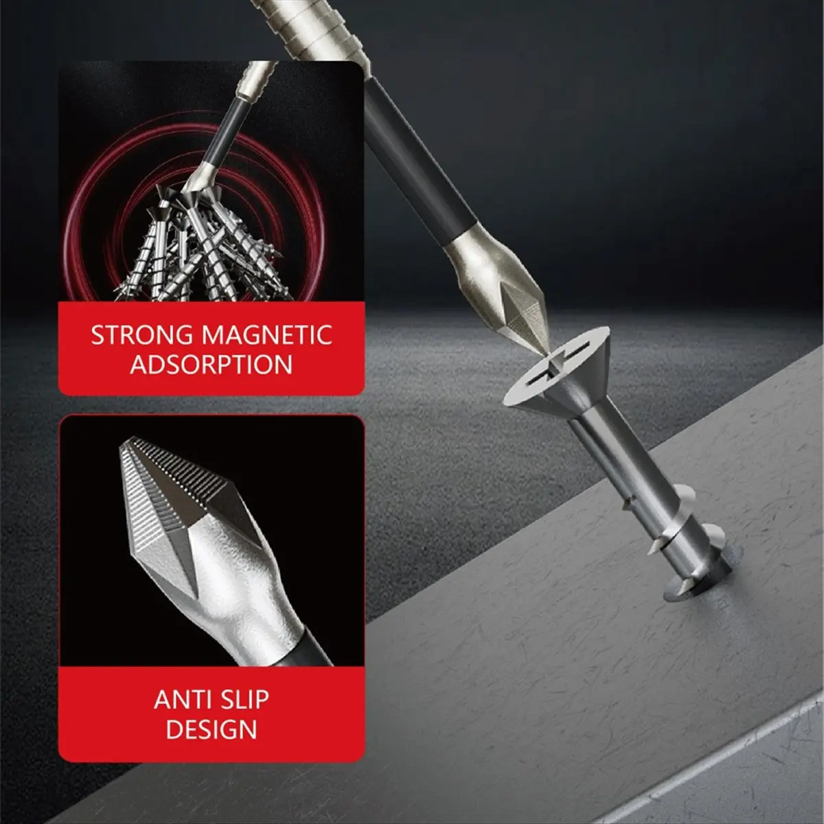 AA248~Anti Slip Screwdriver Bits, 12-Piece High-Magnetic Screwdriver Drill Bit Set, 25 50 65 70 90 150mm Drill Bit Set