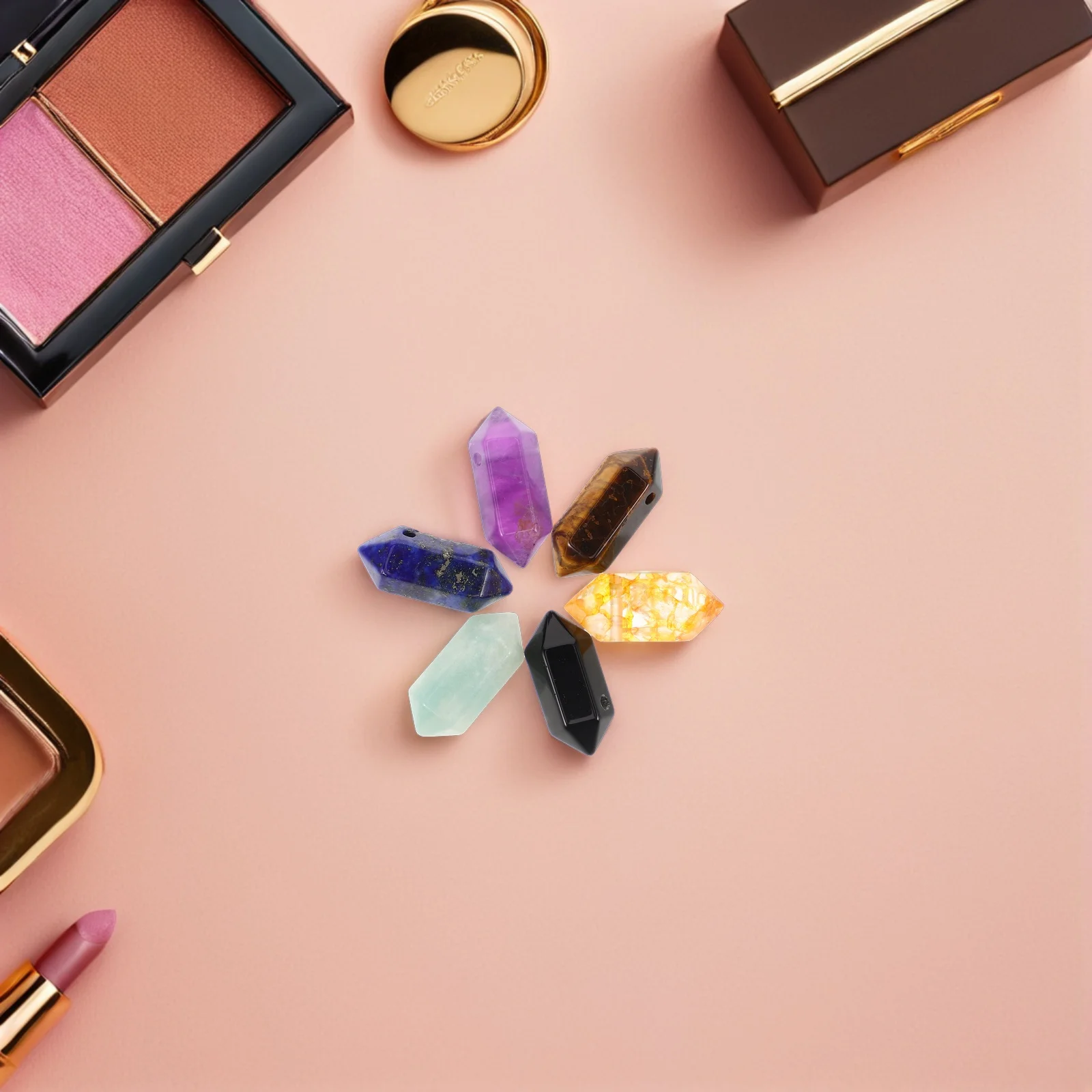 

6 Pcs Crystal Pendant Accessories Column Gemstone Pendants Natural Agate Chakra Gemstones