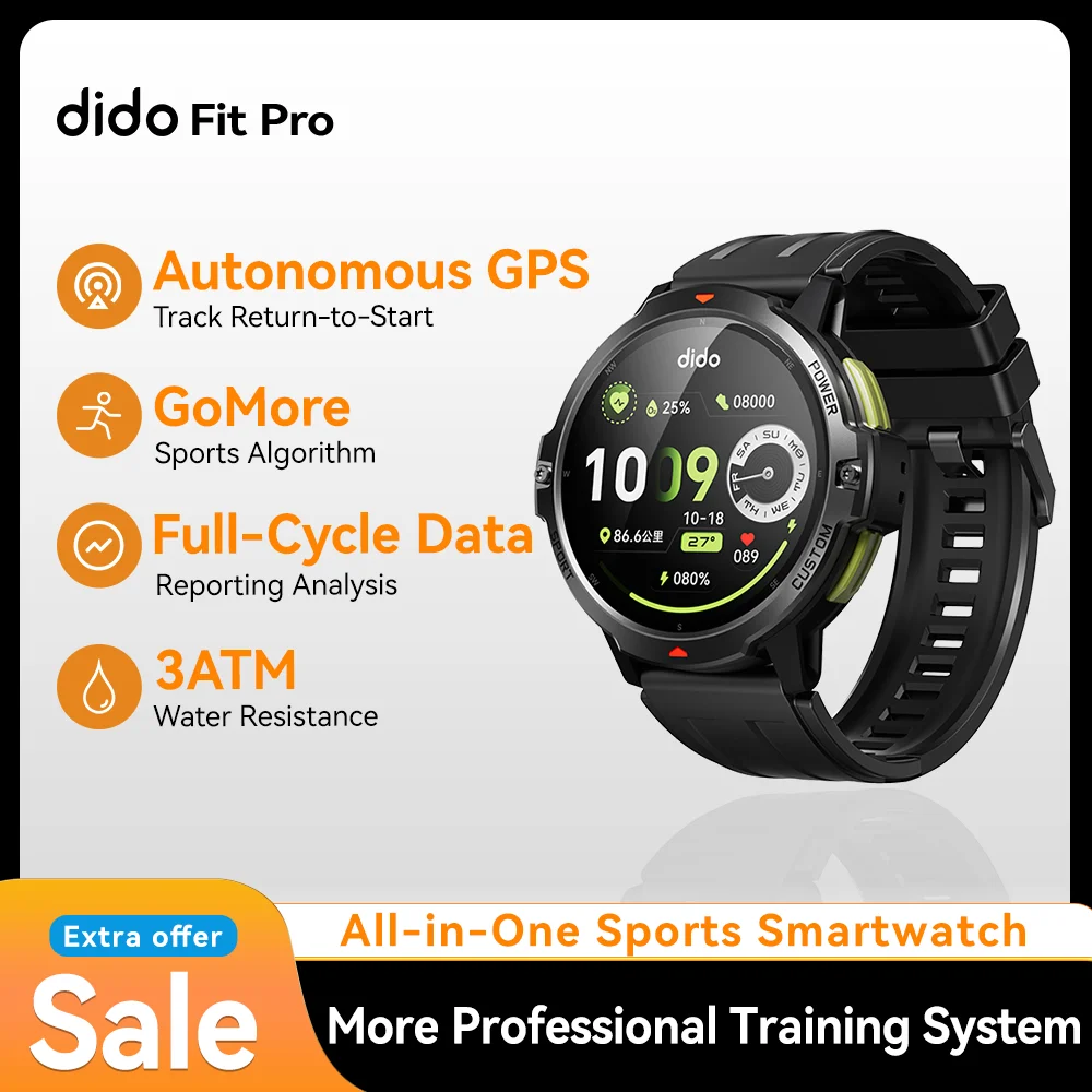 

Умные часы Dido Fit Pro для фитнеса с GPS-трекингом, мониторингом пульса, уровня кислорода в крови, отслеживанием сна, поддержкой более 100 видов спорта, водонепроницаемые по стандарту IP68