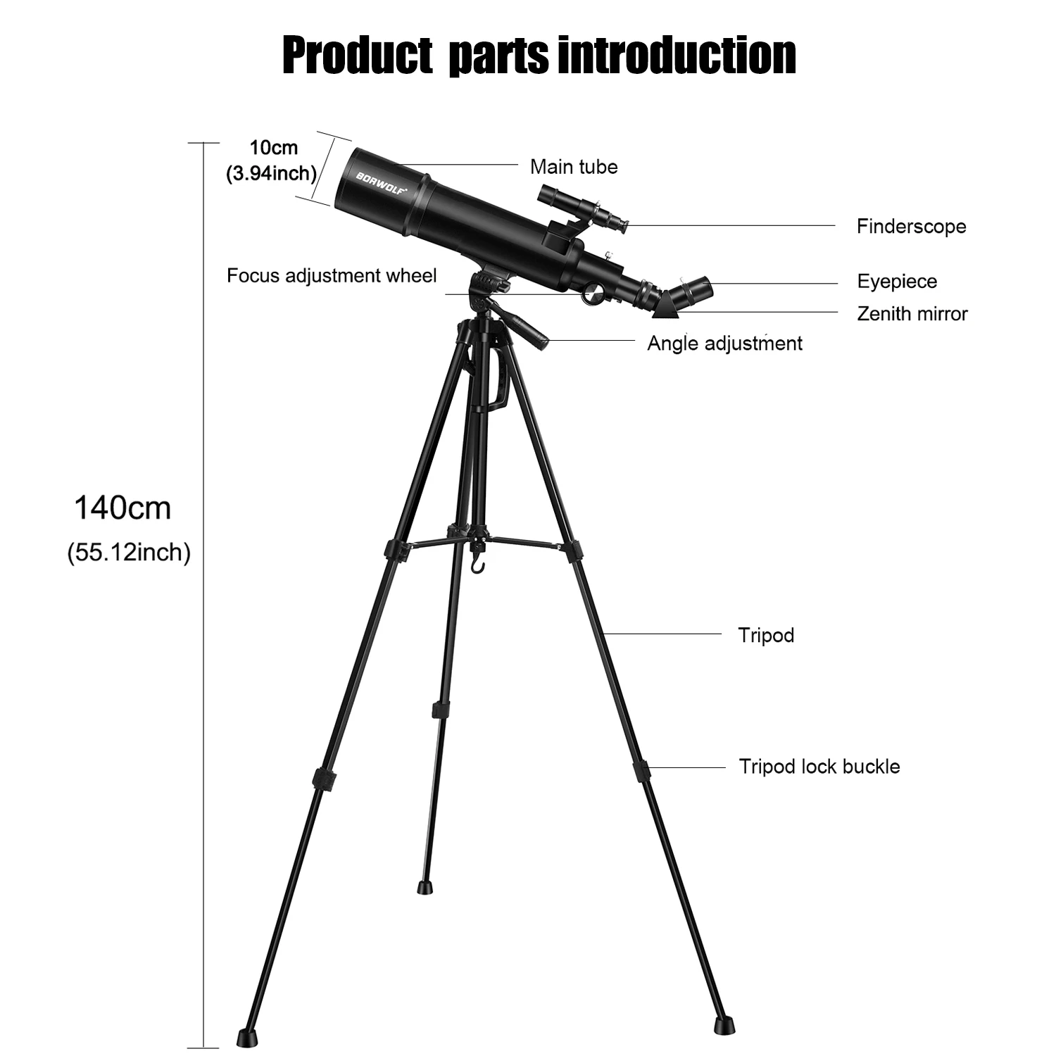تلسكوب فلكي من BORWOLF 90600 فتحة كبيرة عالية الطاقة 90 مم HD احترافي لمراقبة الفضاء العميق على النجوم والقمر