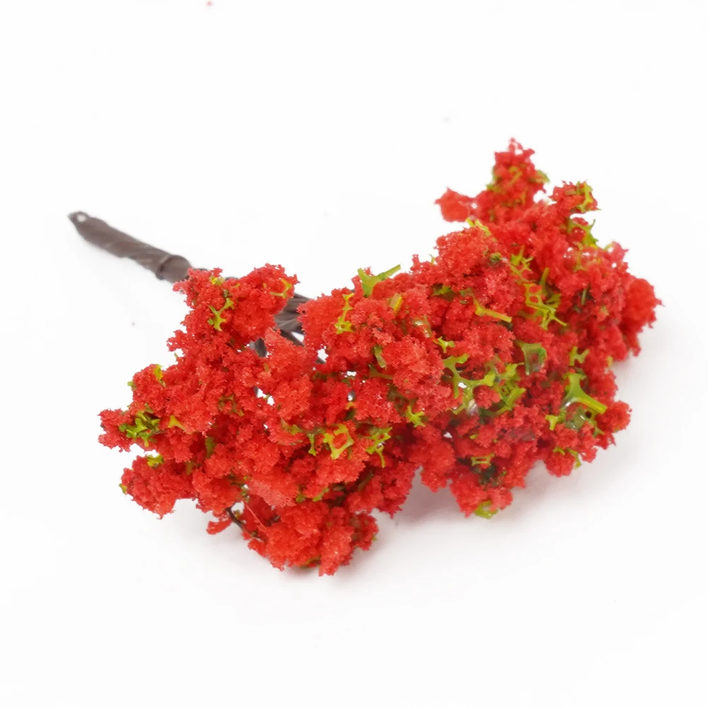 Eye Catching 10X Red Flowers Model Trees, 4cm Height, Perfect for Garden Park Parties and Home Scenery Displays