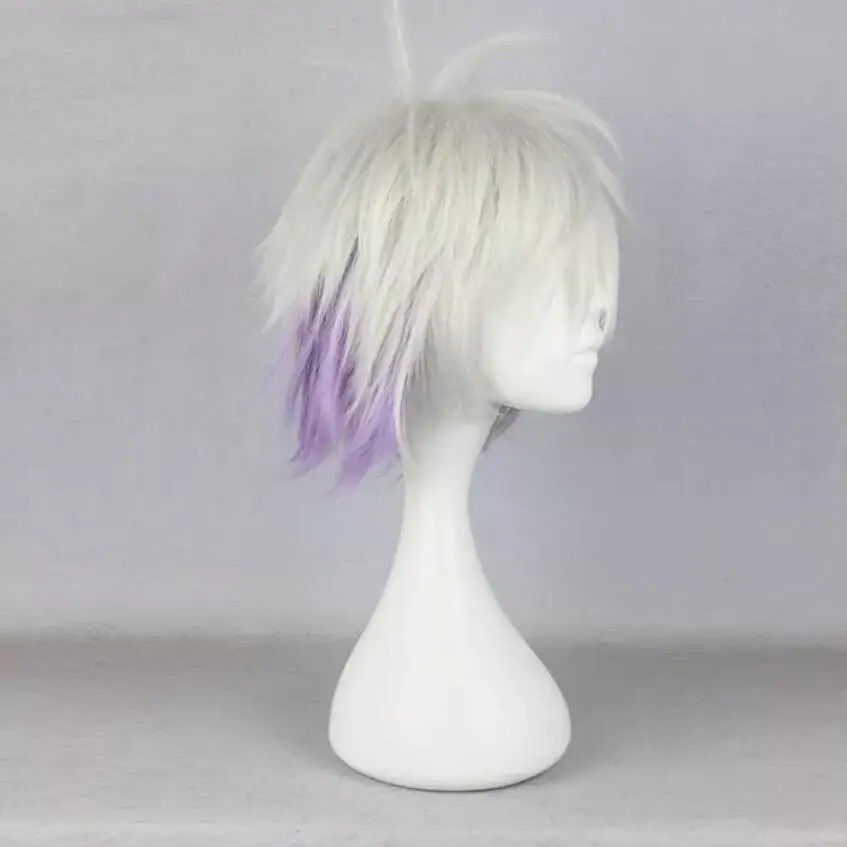 Wig Cosplay Wig pesta penuh rambut Anime sintetis tahan pendek 35cm/13.8 "emas